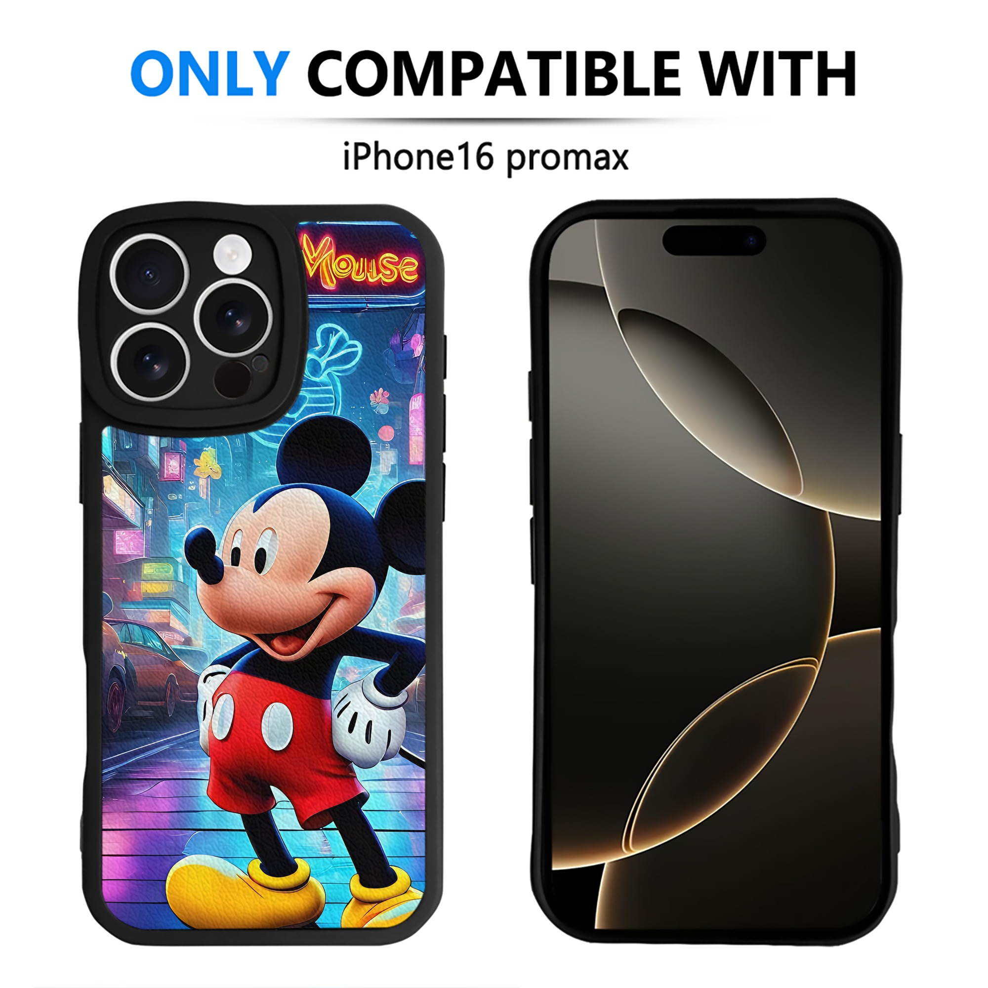 （画像用） ミッキーマウス Mickey Mouse 【iPhone 16シリーズ対応】シリコンスマホケース（レザー調） 材質：シリコン